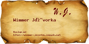 Wimmer Jávorka névjegykártya